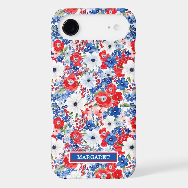 Patriotic Flowers Monogrammed Case-Mate iPhone Case (Back)