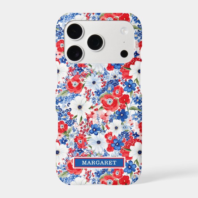 Patriotic Flowers Monogrammed Case-Mate iPhone Case (Back)