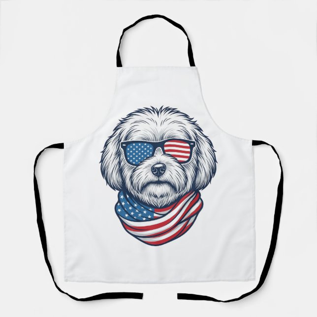 Patriotic Fluffy Dog Vector Illustration_1 Apron (Front)