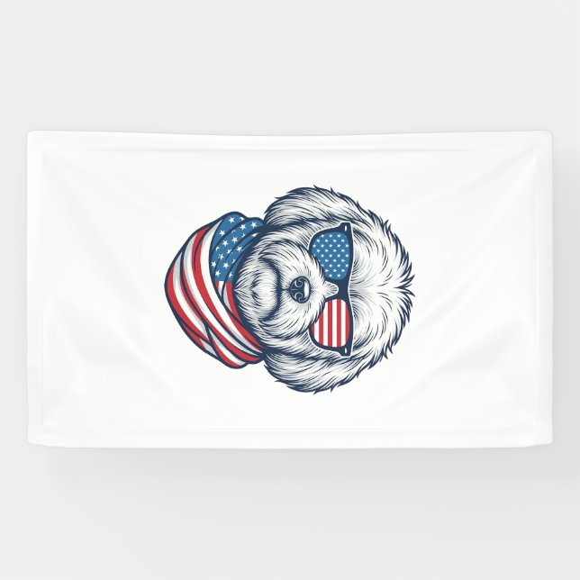Patriotic Fluffy Dog Vector Illustration_1 Banner (Horizontal)