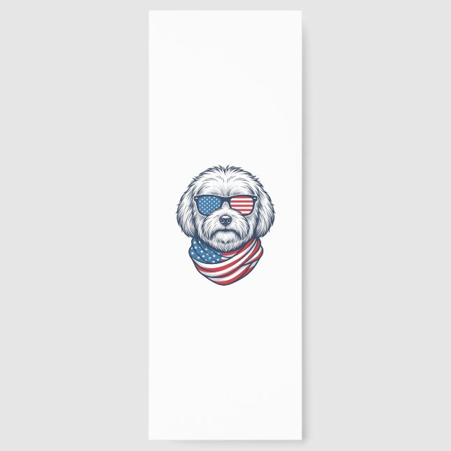 Patriotic Fluffy Dog Vector Illustration_1 Bookmarks (Front)