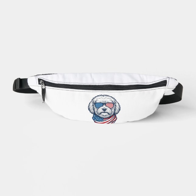 Patriotic Fluffy Dog Vector Illustration_1 Fanny Pack (Front)
