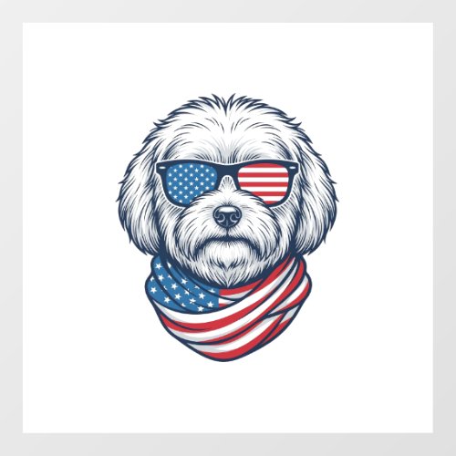 Patriotic Fluffy Dog Vector Illustration_1 Floor Decals
