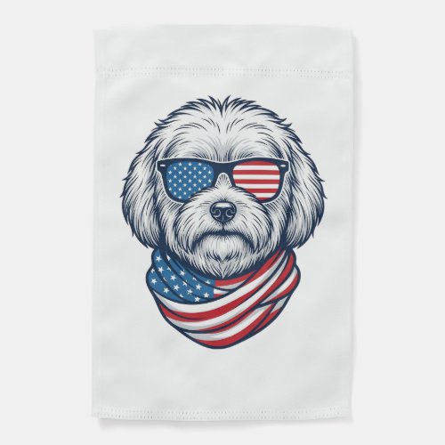 Patriotic Fluffy Dog Vector Illustration_1 Garden Flag