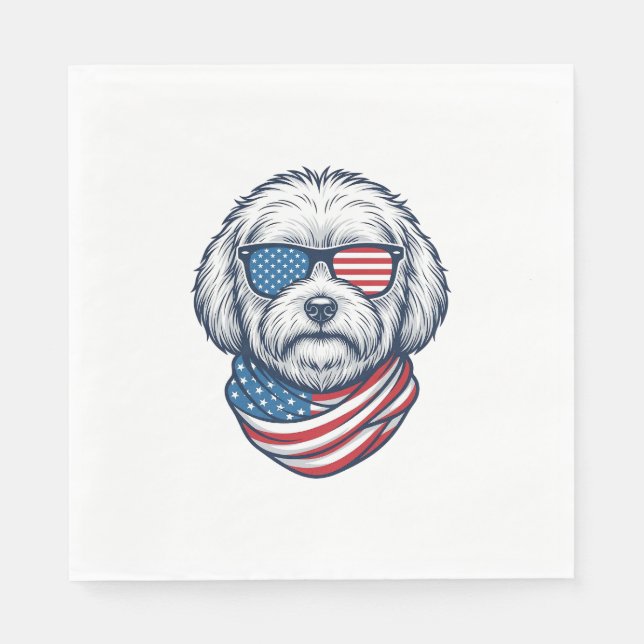 Patriotic Fluffy Dog Vector Illustration_1 Napkins (Front)