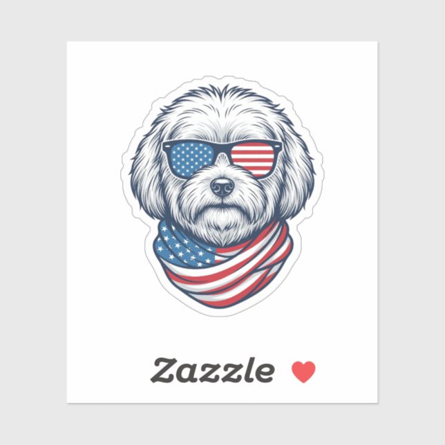 Patriotic Fluffy Dog Vector Illustration_1 Sticker (Sheet)