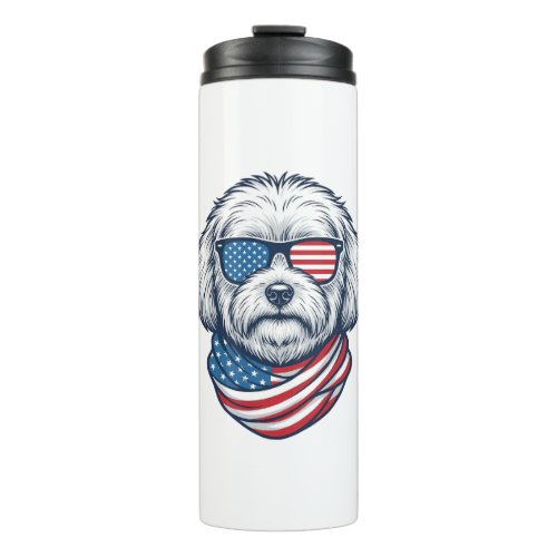 Patriotic Fluffy Dog Vector Illustration_1 Thermal Tumbler