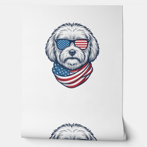 Patriotic Fluffy Dog Vector Illustration_1 Wallpaper