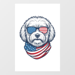 Patriotic Fluffy Dog Vector Illustration_1 Window Cling