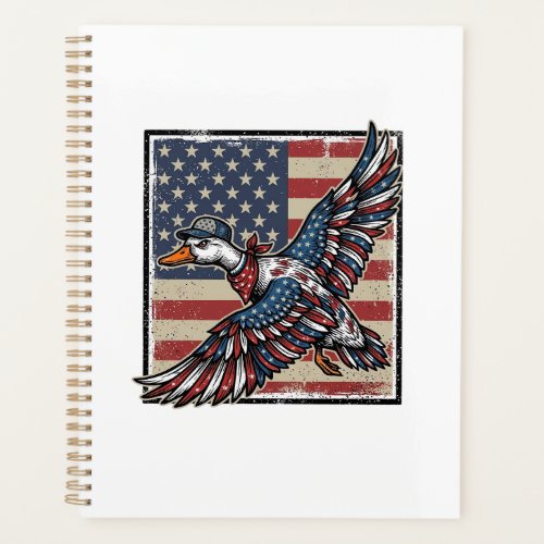 Patriotic Flying Duck Vintage Engraving Shirt Desi Planner