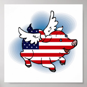 Patriotic Flying Pig(s) Poster