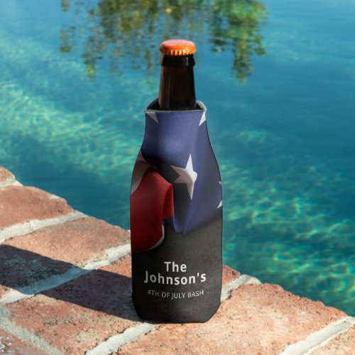 Patriotic Folded American Flag Personalized Bottle Cooler