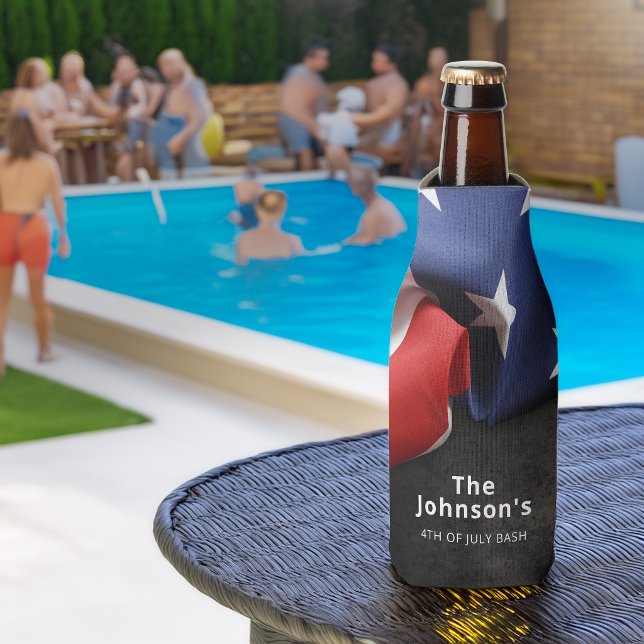 Patriotic Folded American Flag Personalized Bottle Cooler (Creator Uploaded)