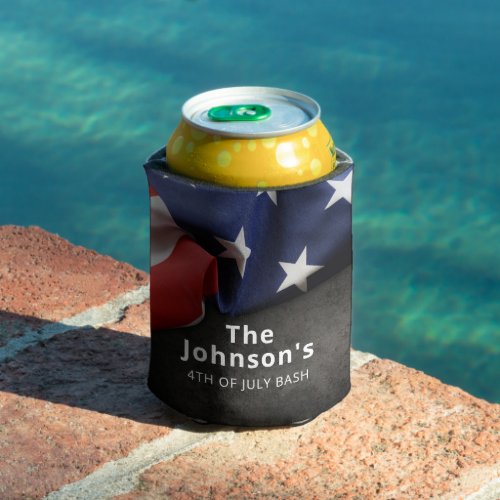Patriotic Folded American Flag Personalized Can Cooler