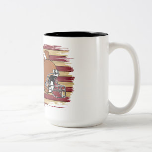 Patriotic Football 4th of July USA American Flag Two-Tone Coffee Mug