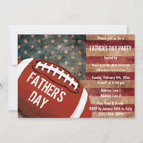 Patriotic Football Fathers Day Party Invitation