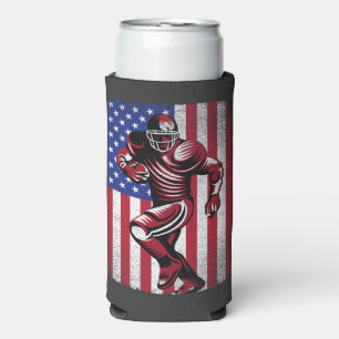 Patriotic Football Lover 4th of July American Flag Seltzer Can Cooler