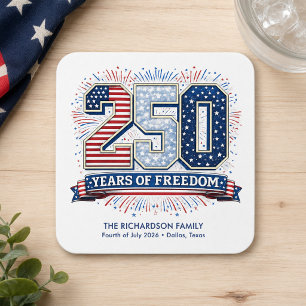 Patriotic Fourth of July 2026 Family Celebration Square Paper Coaster