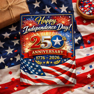 Patriotic Fourth of July 250th Anniversary Holiday Card