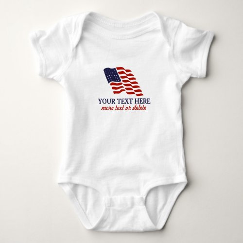 Patriotic Fourth of July American USA Flag Custom Baby Bodysuit