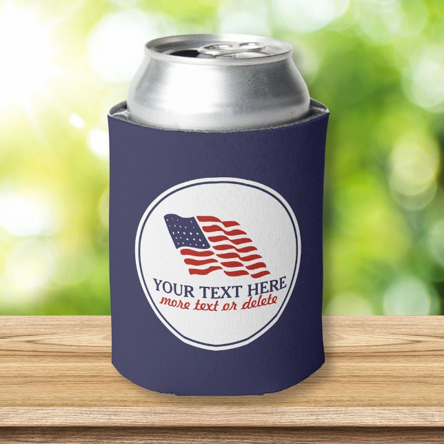 Patriotic Fourth of July American USA Flag Custom Can Cooler (Creator Uploaded)