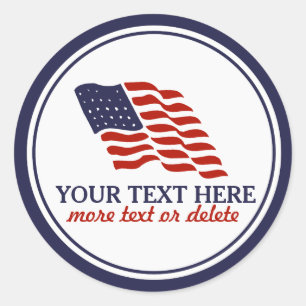 Patriotic Fourth of July American USA Flag Custom Classic Round Sticker