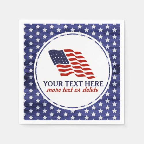 Patriotic Fourth of July American USA Flag Custom Paper Napkins