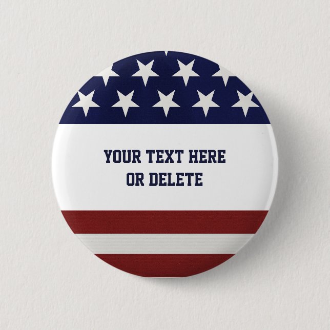 Patriotic Fourth of July American USA Flag Custom Pinback Button (Front)