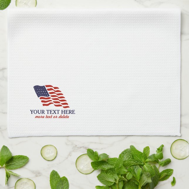 Patriotic Fourth of July American USA Flag Custom Towel (Folded)