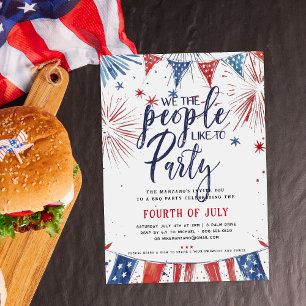 Patriotic Fourth of July BBQ Pool Party Invitation