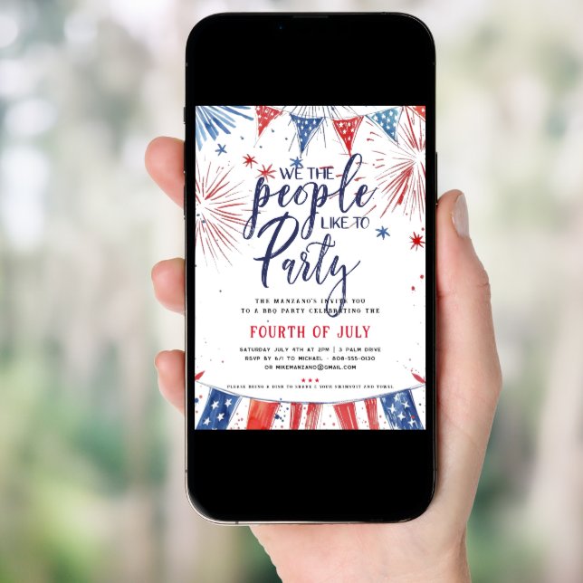Patriotic Fourth of July BBQ Pool Party Invitation (Front Digital)