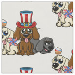 Patriotic Fourth of July Dogs Fireworks Cute Fabric