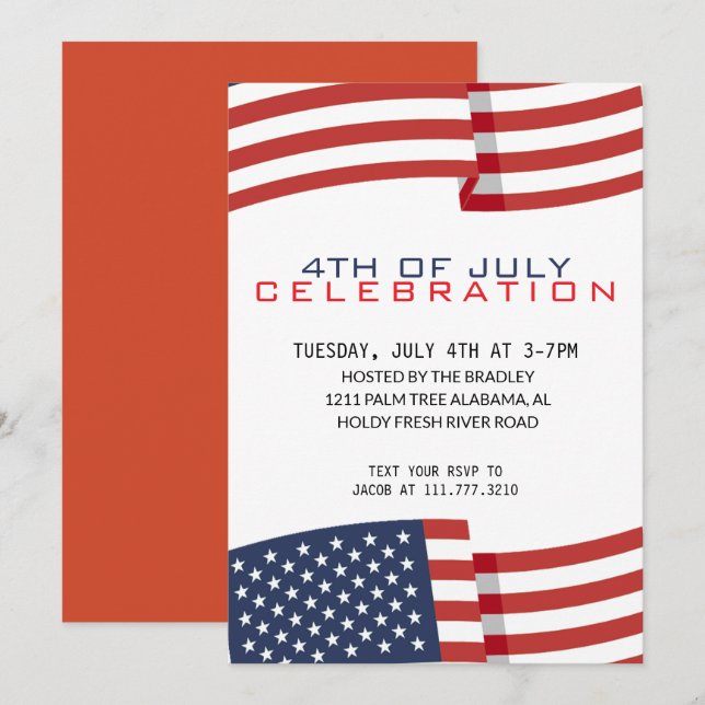 Patriotic Fourth of July Independence Day Invitation (Front/Back)