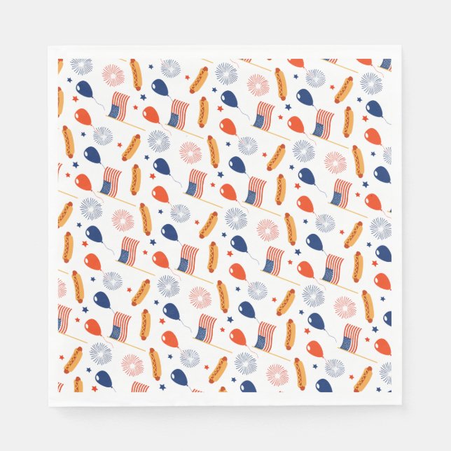 Patriotic Fourth of July seamless pattern on a Napkins (Front)