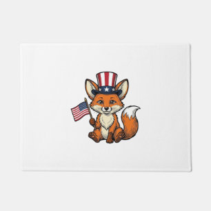 Patriotic Fox Vintage Engraving Shirt Design_1 Doormat