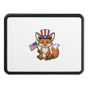Patriotic Fox Vintage Engraving Shirt Design_1 Hitch Cover