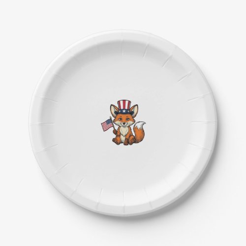 Patriotic Fox Vintage Engraving Shirt Design_1 Paper Plates