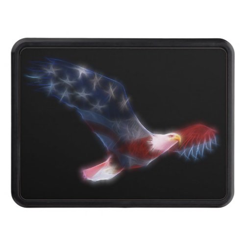 Patriotic Fractal Bald Eagle Trailer Hitch Cover