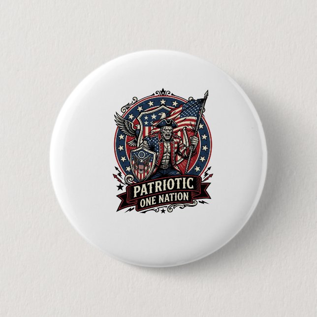 Patriotic Frankenstein Freedom Brute Horror Monste Button (Front)