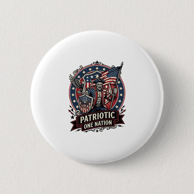 Patriotic Frankenstein Freedom Brute Horror Monste Button (Front)