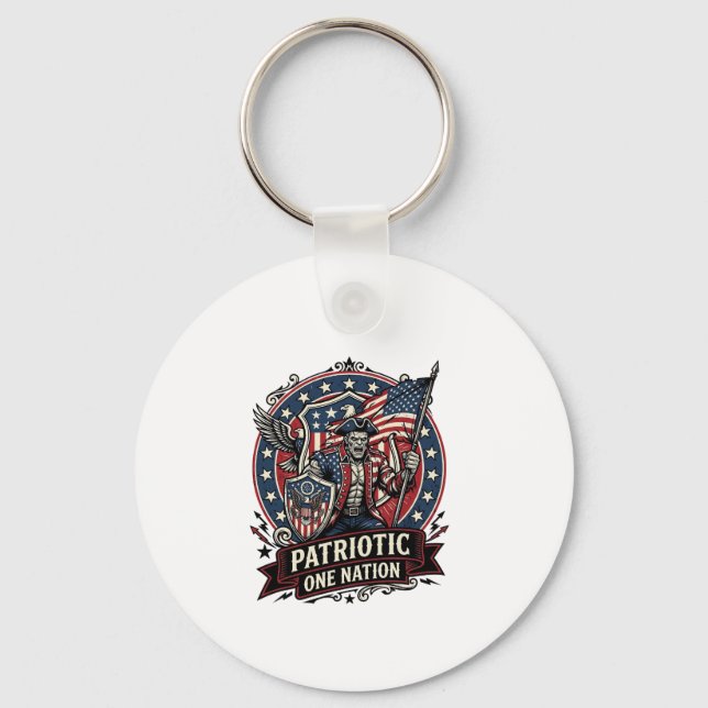 Patriotic Frankenstein Freedom Brute Horror Monste Keychain (Front)