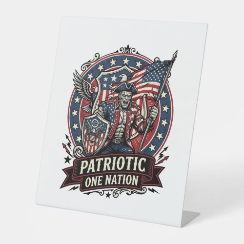 Patriotic Frankenstein Freedom Brute Horror Monste Pedestal Sign