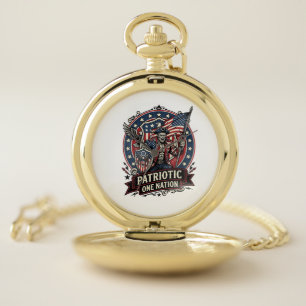 Patriotic Frankenstein Freedom Brute Horror Monste Pocket Watch