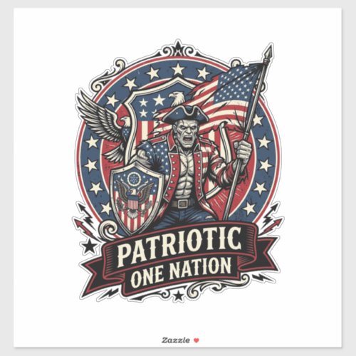 Patriotic Frankenstein Freedom Brute Horror Monste Sticker