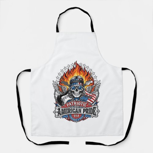 Patriotic Freedom Guitarist Skull Music Rock Metal Apron