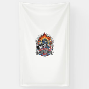 Patriotic Freedom Guitarist Skull Music Rock Metal Banner