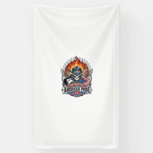 Patriotic Freedom Guitarist Skull Music Rock Metal Banner
