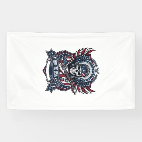 Patriotic Freedom Guitarist Skull Music Rock Metal Banner