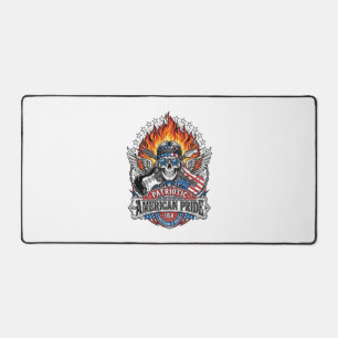 Patriotic Freedom Guitarist Skull Music Rock Metal Desk Mat