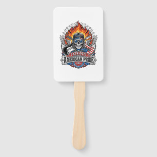 Patriotic Freedom Guitarist Skull Music Rock Metal Hand Fan